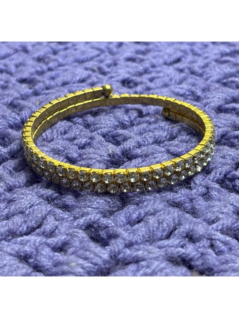 Clear Rhinestone Goldtone Memory Wire Bracelet